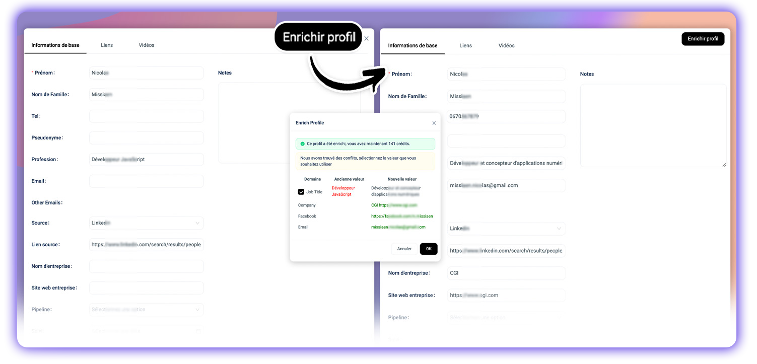 enrichir-profil2site trouver les adresses emails de vos contacts professionnels